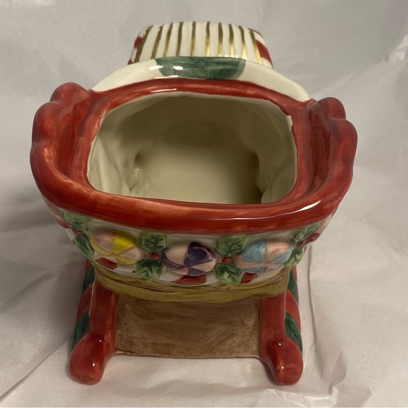 90s Fitz And Floyd Christmas Sleigh Figurine candy sugar bowl 1995 vintage used - Picture 9 of 16